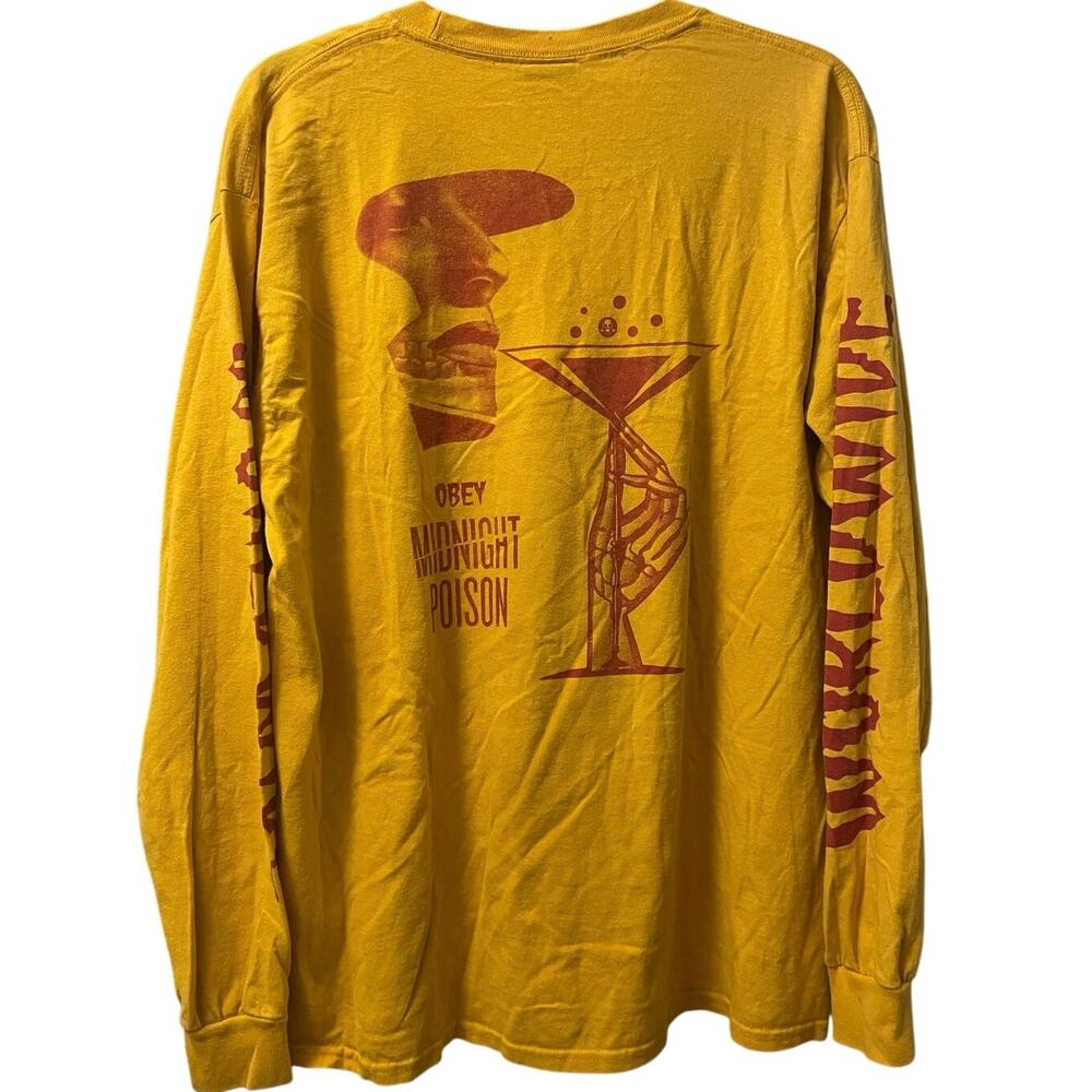 Obey Midnight Poison Skeleton Woman Martini Long Sleeve Shirt Adult Large
